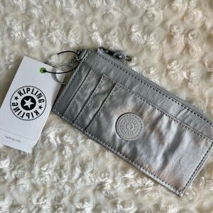 Kipling Silver Metallic Card Holder with Keyring